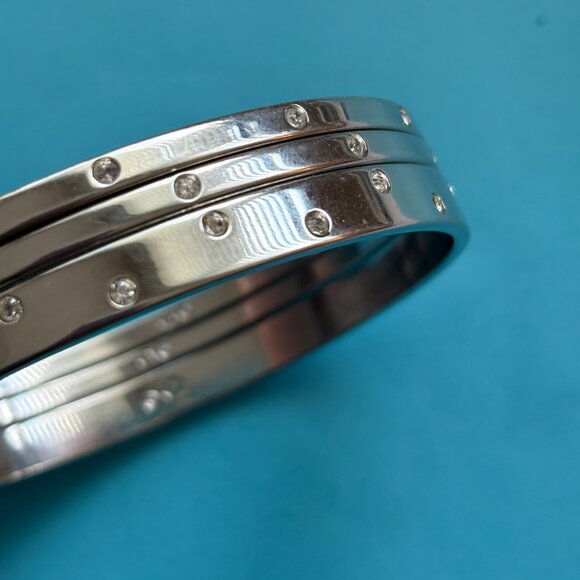 Swarovski Rhodium Crystal Bangle Bracelets - Picture 3 of 6